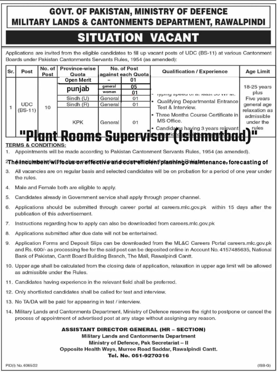 Military Lands and Cantonments Department ML & C Jobs April 2023

